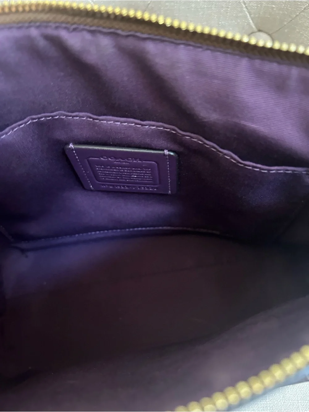 Coach Brown  Canvas Satchel Mini Emma Signature Pink Pocket and Purple Handles